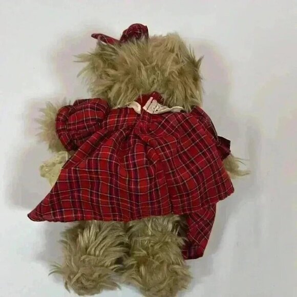 RUSS BERRIE BRITTANY JR. BEAR RED TARTAN PLAID DRESS W/APRON BOW 8" PLUSH TOY - Picture 2 of 7